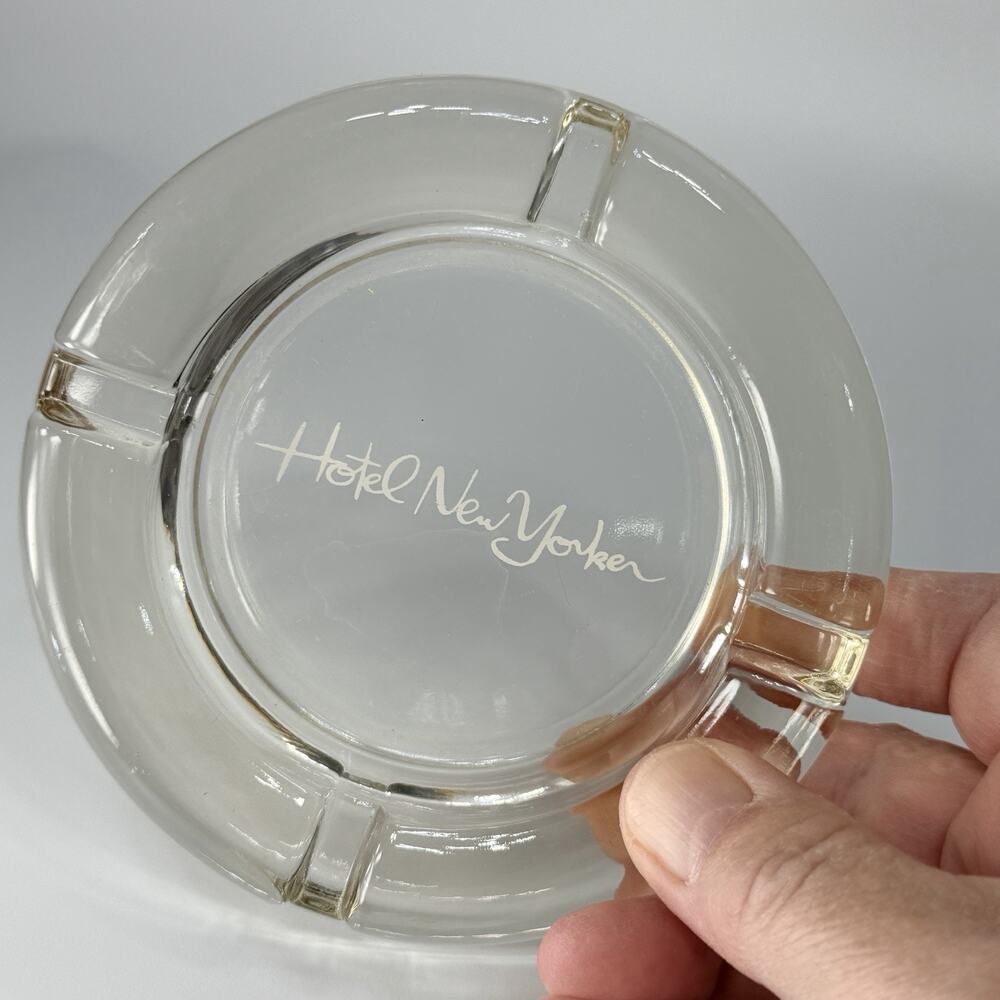 Vintage Hotel New Yorker Ashtray Glass Clear 4.5 NYC New York Travel
